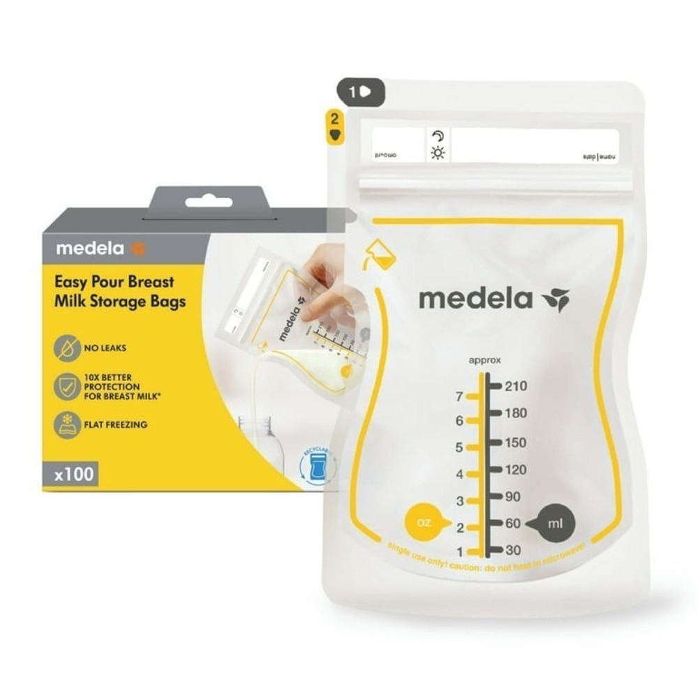 Medela Easy Pour Breastmilk Storage Bags 100 Count 7oz/210ml Disposable